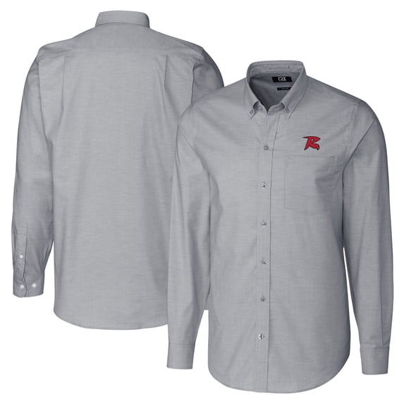 Men's Cutter & Buck Charcoal Richmond Flying Squirrels Big & Tall Oxford Stretch Long Sleeve Button-Down Dress Shirt