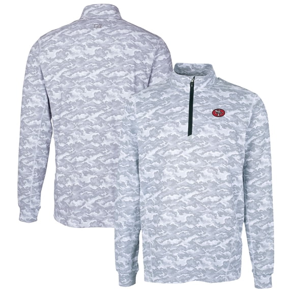 Men's Cutter & Buck Charcoal San Francisco 49ers Big & Tall Traverse Eco Camo Tri-Blend DryTec Quarter-Zip Jacket