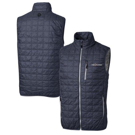 Men's Cutter & Buck Charcoal THE PLAYERS Rainier PrimaLoft Eco Insulated Full-Zip Puffer Vest