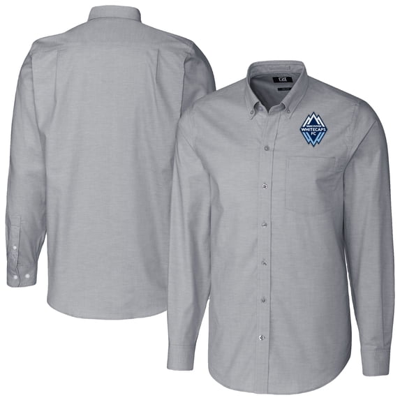 Men's Cutter & Buck Charcoal Vancouver Whitecaps FC Big & Tall Stretch Oxford Long Sleeve Button-Down Shirt
