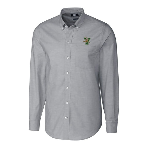 Men's Cutter & Buck Charcoal Vermont Catamounts Stretch Oxford Big & Tall Long Sleeve Button-Down Shirt