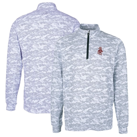Men's Cutter & Buck Charcoal Washington State Cougars Vault Big & Tall Traverse Camo Print Stretch Quarter-Zip Pullover