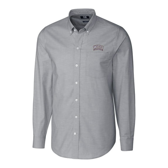 Men's Cutter & Buck Charcoal Western Carolina Catamounts Stretch Oxford Big & Tall Long Sleeve Button-Down Shirt