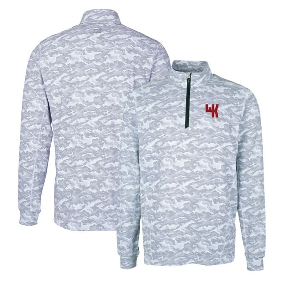 Men's Cutter & Buck Charcoal Western Kentucky Hilltoppers Vault Traverse Camo Print Stretch Quarter-Zip Pullover Top