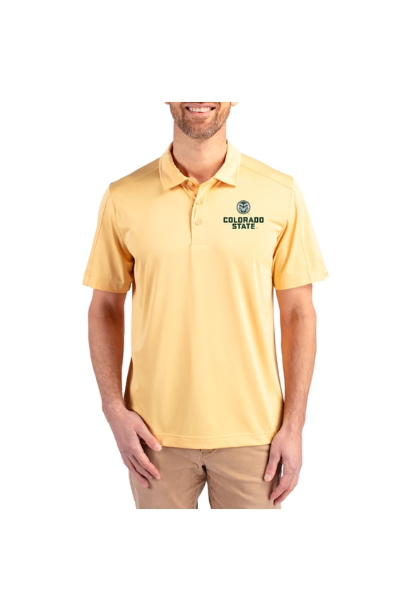 Men's Cutter & Buck Cream Colorado State Rams Prospect Eco Textured Stretch Recycled Polo