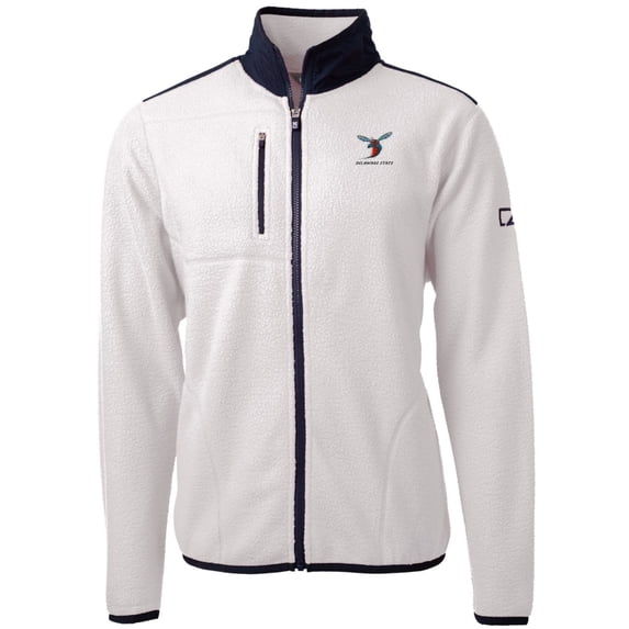 Men's Cutter & Buck Cream Delaware State Hornets Team Logo Cascade Eco Sherpa Fleece Full-Zip Jacket