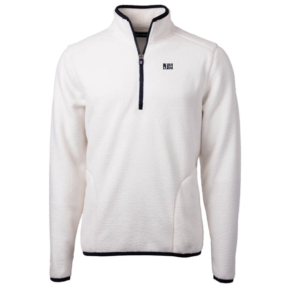 Men's Cutter & Buck Cream Jackson State Tigers Team Logo Cascade Eco Sherpa Fleece Quarter-Zip Pullover Jacket