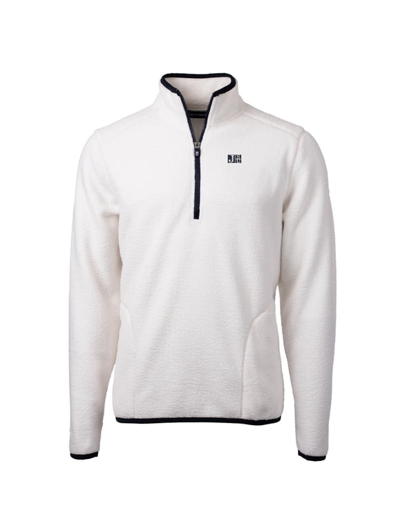 Men's Cutter & Buck Cream Jackson State Tigers Team Logo Cascade Eco Sherpa Fleece Quarter-Zip Pullover Jacket