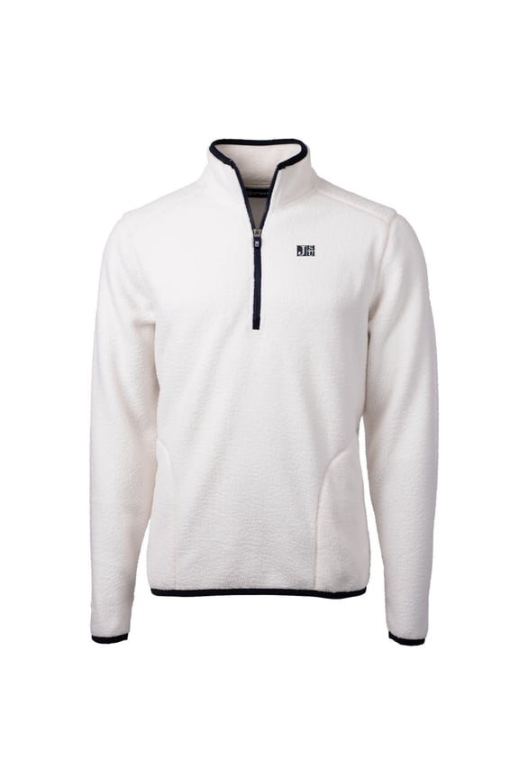 Men's Cutter & Buck Cream Jackson State Tigers Team Logo Cascade Eco Sherpa Fleece Quarter-Zip Pullover Jacket