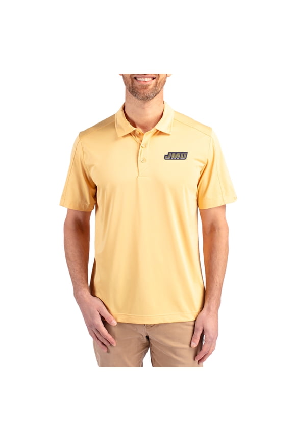 Men's Cutter & Buck Cream James Madison Dukes Prospect Eco Textured Stretch Recycled Polo