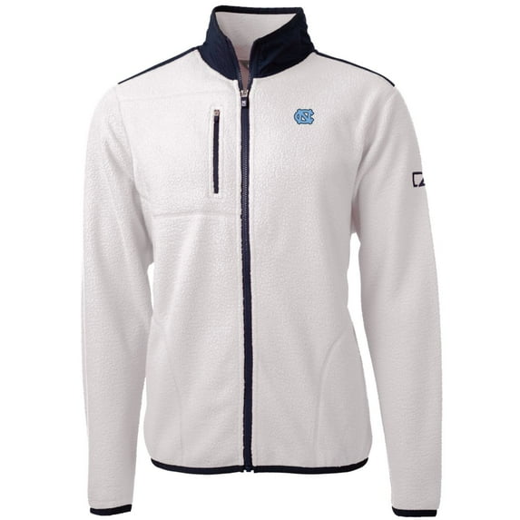 Men's Cutter & Buck Cream North Carolina Tar Heels Team Logo Cascade Eco Sherpa Fleece Full-Zip Jacket