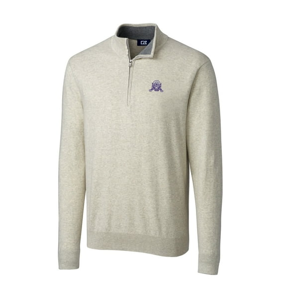 Men's Cutter & Buck Cream Northwestern Wildcats Big & Tall College Vault Lakemont Tri-Blend Half-Zip Pullover Jacket
