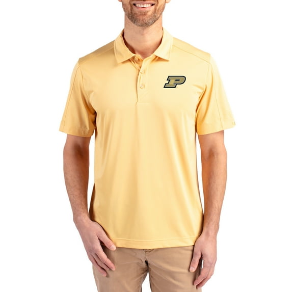 Men's Cutter & Buck Cream Purdue Boilermakers Prospect Eco Textured Stretch Recycled Polo