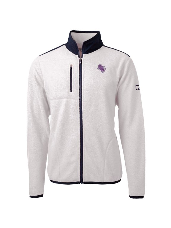 Men's Cutter & Buck Cream Stephen F Austin Lumberjacks Team Logo Cascade Eco Sherpa Fleece Full-Zip Jacket