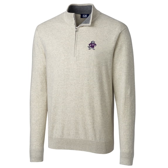 Men's Cutter & Buck Cream TCU Horned Frogs Big & Tall College Vault Lakemont Tri-Blend Half-Zip Pullover Jacket
