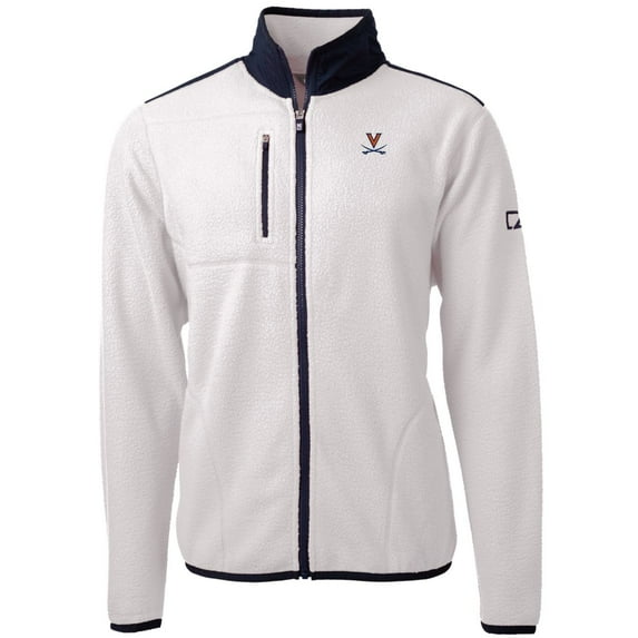 Men's Cutter & Buck Cream Virginia Cavaliers Team Logo Cascade Eco Sherpa Fleece Full-Zip Jacket