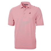 Mens Cutter & Buck Crimson Alabama Crimson Tide Virtue Eco Pique Stripe Recycled Polo