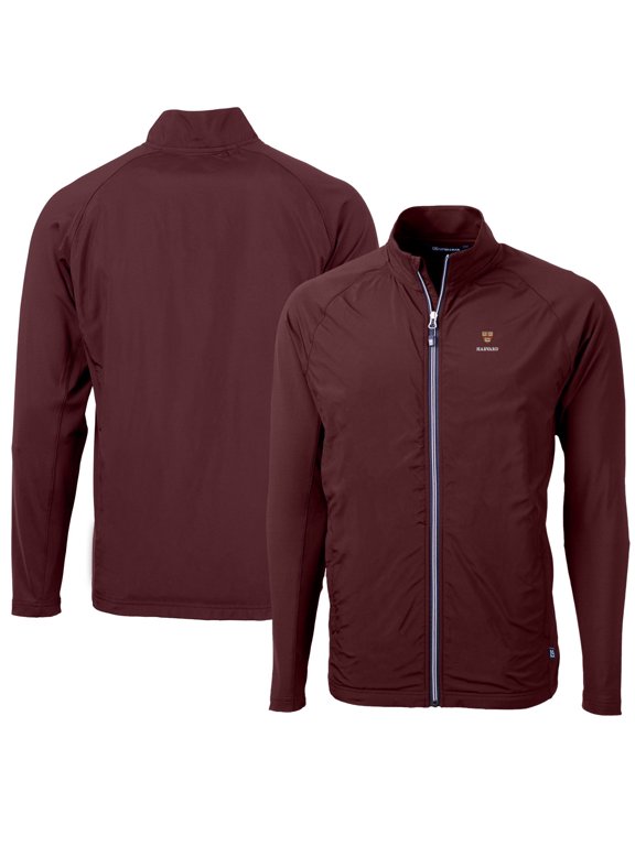 Men's Cutter & Buck Crimson Harvard Crimson Adapt Eco Knit Hybrid Recycled Full-Zip Jacket