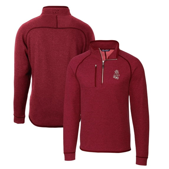 Men's Cutter & Buck Crimson Washington State Cougars Mainsail Sweater-Knit Half-Zip Pullover Jacket