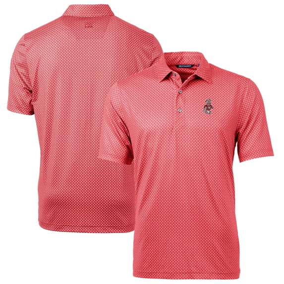 Men's Cutter & Buck Crimson Washington State Cougars Team Logo Big & Tall Pike Banner Print Polo