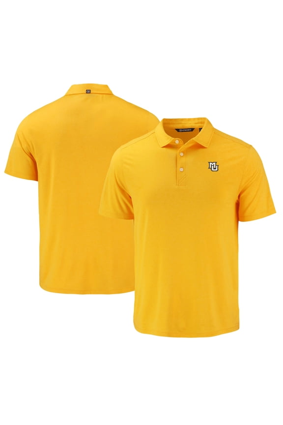 Men's Cutter & Buck Gold Marquette Golden Eagles Coastline Epic Comfort Eco Recycled Polo