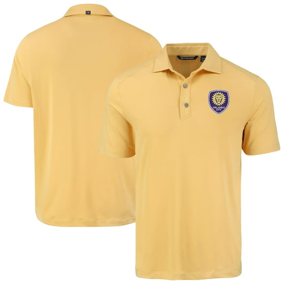 Men's-Cutter & Buck Gold Orlando City SC Forge Eco Stretch Recycled Polo