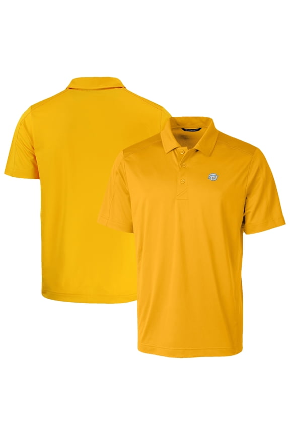 Men's Cutter & Buck Gold Southern University Jaguars Prospect Eco Textured Stretch Recycled Polo