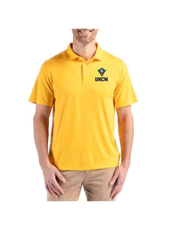 Men's Cutter & Buck Gold UNC Wilmington Seahawks Coastline Recycled Double Peached Polo