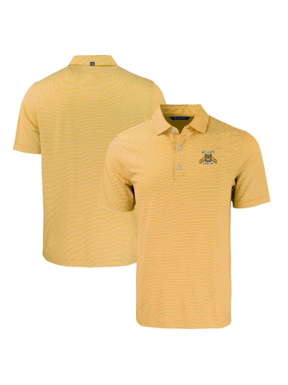 Men's Cutter & Buck Gold/White North Carolina A&T Aggies Forge Eco Double Stripe Stretch Recycled Polo
