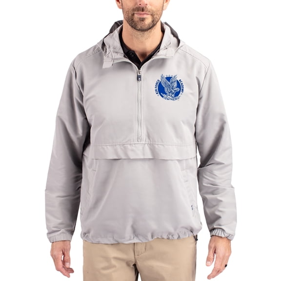 Men's Cutter & Buck Gray Air Force Falcons Charter Eco Recycled Half-Zip Anorak Jacket