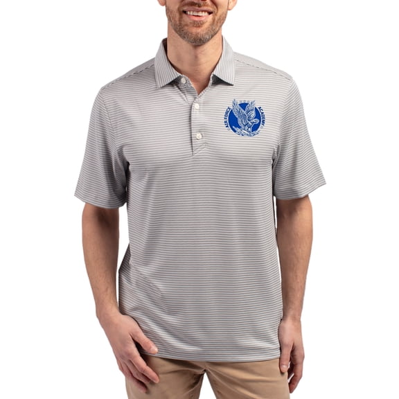 Men's Cutter & Buck Gray Air Force Falcons Forge Eco Double Stripe Stretch Recycled Polo