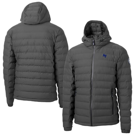 Men's-Cutter & Buck  Gray Air Force Falcons Mission Ridge Eco Insulated Repreve Hooded Full-Zip Puffer Jacket