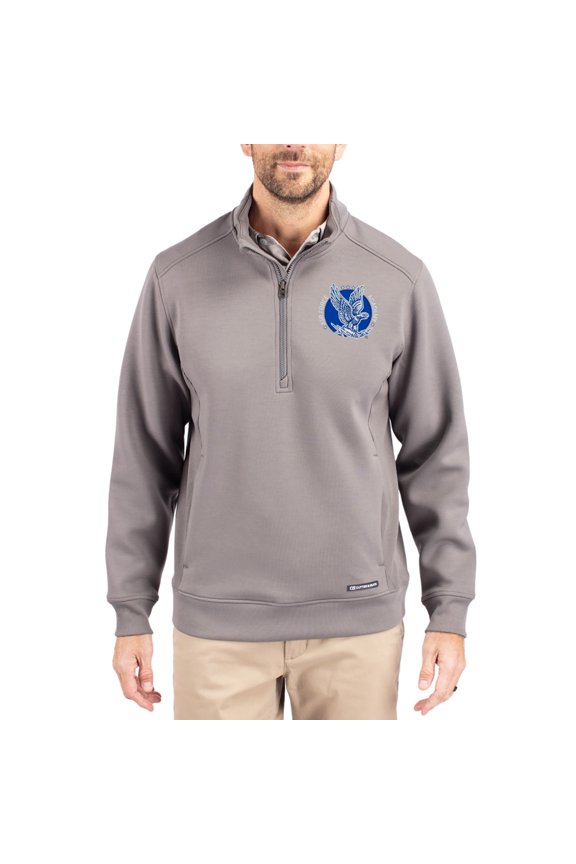 Men's-Cutter & Buck Gray Air Force Falcons Roam Eco Recycled Quarter-Zip Pullover