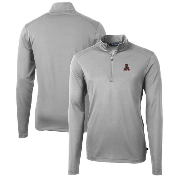 Men's Cutter & Buck Gray Alabama Crimson Tide Team Big & Tall Virtue Eco Pique Recycled Quarter-Zip Pullover Top