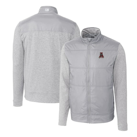 Men's Cutter & Buck Gray Alabama Crimson Tide Vault Stealth Hybrid Quilted Full-Zip Windbreaker Jacket