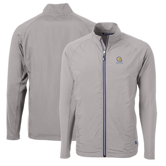 Men's Cutter & Buck Gray Albany State Golden Rams Big & Tall Adapt Eco Knit Hybrid Recycled Full-Zip Jacket