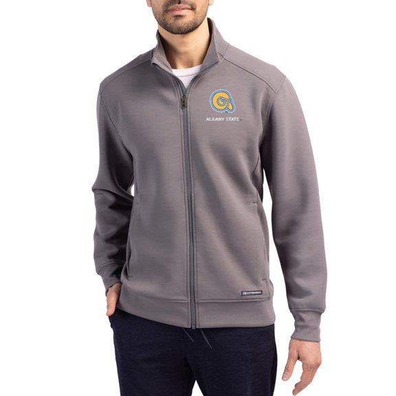 Men's-Cutter & Buck Gray Albany State Golden Rams Roam Eco Recycled Full-Zip Jacket