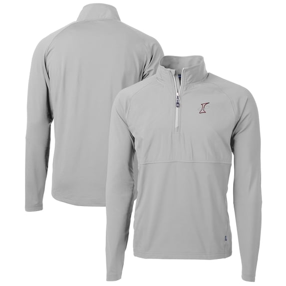 Men's Cutter & Buck Gray Albuquerque Isotopes Adapt Eco Knit Hybrid Recycled Quarter-Zip Top