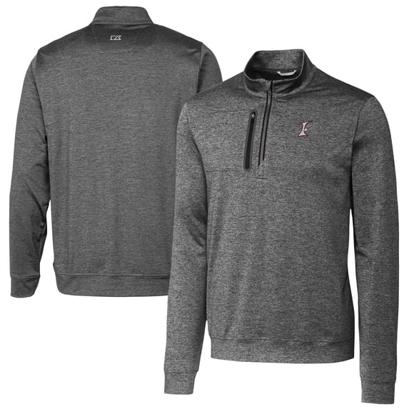 Men's Cutter & Buck Gray Albuquerque Isotopes Big & Tall Stealth Heathered Quarter-Zip Pullover Top