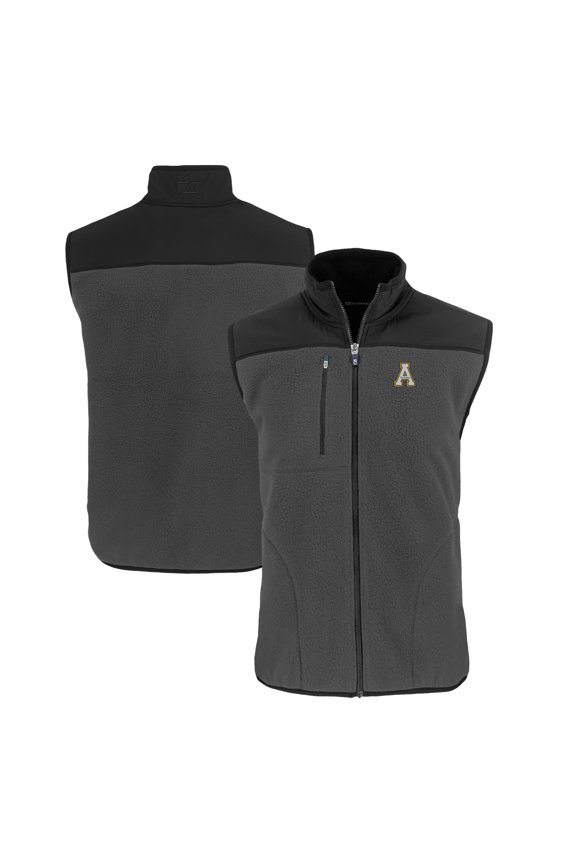 Men's Cutter & Buck Gray Appalachian State Mountaineers Cascade Eco Sherpa Fleece Full-Zip Vest