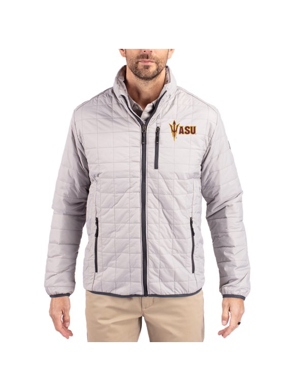 Men's-Cutter & Buck Gray Arizona State Sun Devils Rainier Eco Insulated PrimaLoft Full-Zip Puffer Jacket