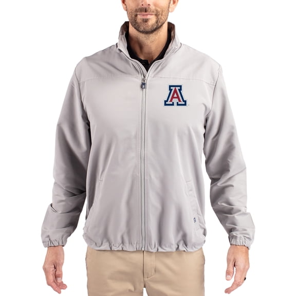 Men's Cutter & Buck Gray Arizona Wildcats Charter Eco Recycled Full-Zip Jacket
