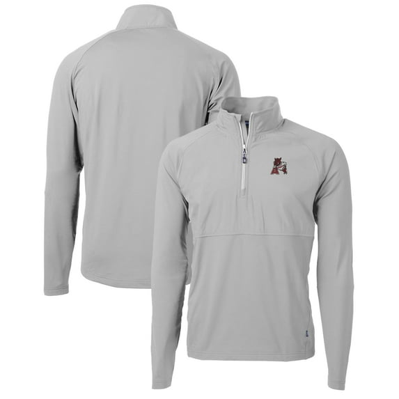 Men's Cutter & Buck Gray Arkansas Razorbacks Adapt Eco Knit Hybrid Recycled Quarter-Zip Pullover Top