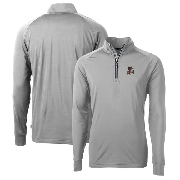 Men's Cutter & Buck Gray Arkansas Razorbacks Adapt Eco Knit Stretch Recycled Quarter-Zip Pullover Top