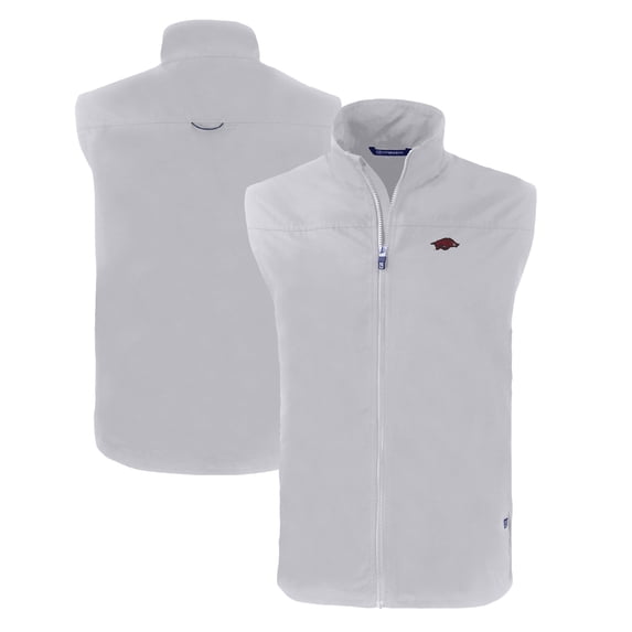 Men's Cutter & Buck Gray Arkansas Razorbacks Charter Eco Recycled Full-Zip Vest