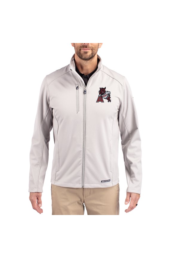 Men's Cutter & Buck Gray Arkansas Razorbacks Evoke Eco Softshell Recycled Full-Zip Jacket
