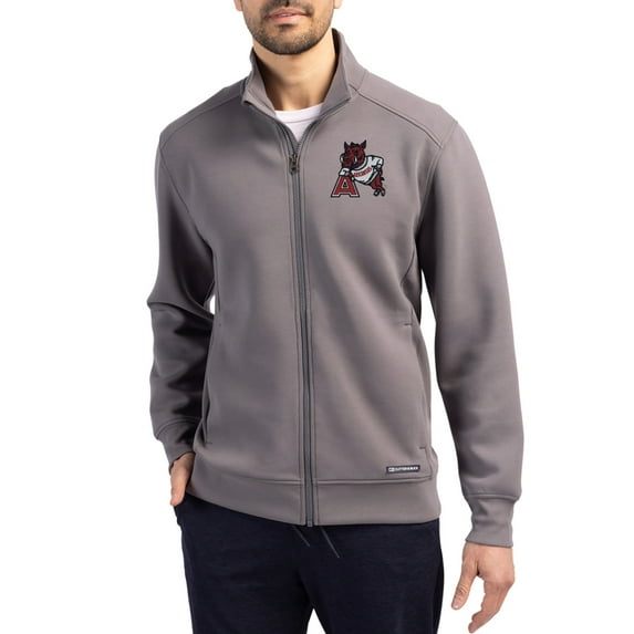 Men's-Cutter & Buck Gray Arkansas Razorbacks Roam Eco Recycled Full-Zip Jacket