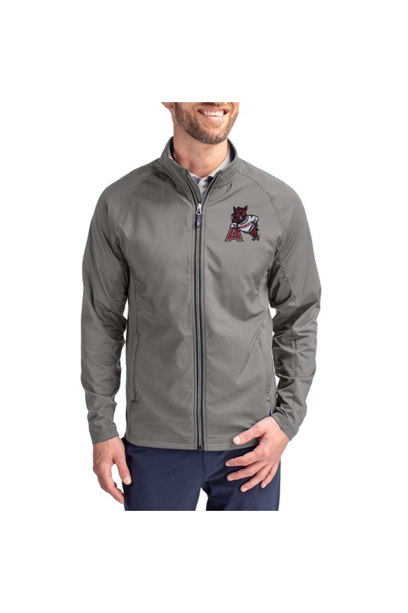 Men's Cutter & Buck Gray Arkansas Razorbacks Vault Logo Adapt Eco Knit Raglan Full-Zip Jacket
