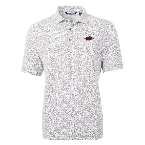 Men's Cutter & Buck Gray Arkansas Razorbacks Virtue Eco Pique Botanical Print Polo