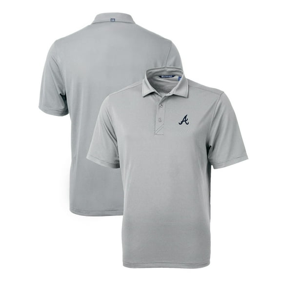 Men's Cutter & Buck  Gray Atlanta Braves Virtue Eco Pique Recycled Polo